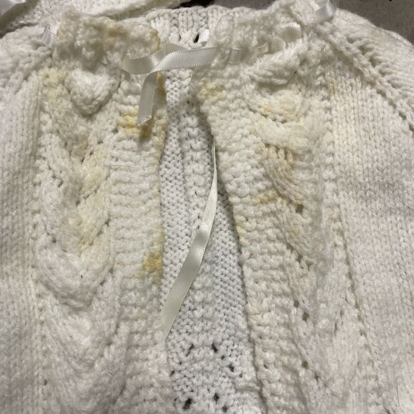 Hand Crocheted Baby Doll Outfit Sweater Diaper Cover Booties Hat Lot - Picture 7 of 9